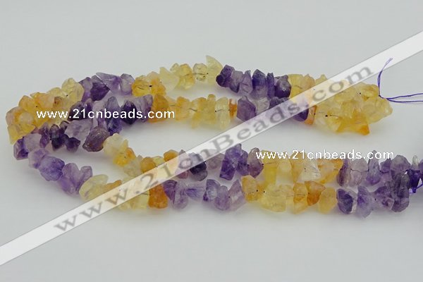 CNG5046 15.5 inches 6*12mm - 8*22mm nuggets amethyst & citrine beads