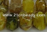 CNG5095 13*18mm - 15*20mm faceted nuggets yellow & green opal beads