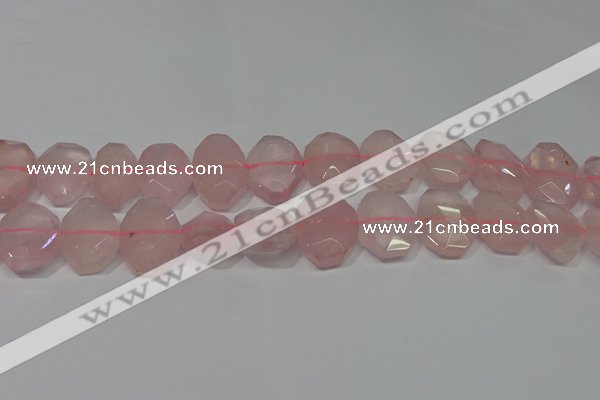 CNG5127 15.5 inches 15*18mm - 15*20mm faceted freeform rose quartz beads