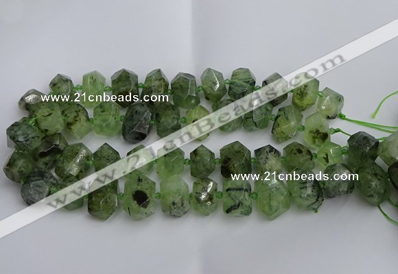 CNG5202 12*16mm - 15*20mm faceted nuggets green rutilated quartz beads