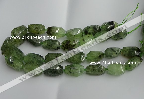 CNG5203 13*18mm - 15*25mm faceted nuggets green rutilated quartz beads