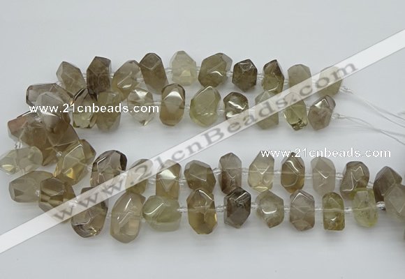 CNG5213 15.5 inches 12*16mm - 15*20mm faceted nuggets smoky quartz beads