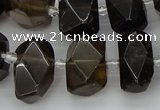 CNG5215 15.5 inches 12*16mm - 15*20mm faceted nuggets smoky quartz beads