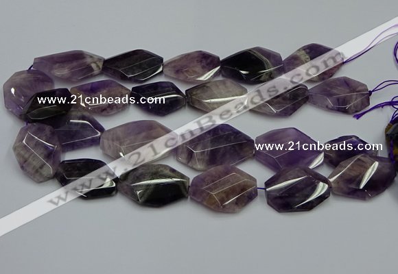 CNG5264 20*30mm - 22*35mm faceted freeform dogtooth amethyst beads