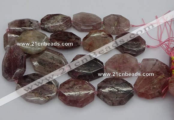 CNG5285 20*30mm - 35*45mm faceted freeform strawberry quartz beads