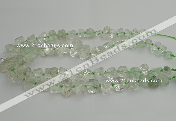 CNG5308 15.5 inches 8*15mm - 15*25mm nuggets green phantom quartz beads