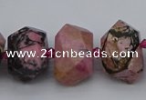 CNG5326 15.5 inches 12*16mm - 15*20mm faceted nuggets rhodonite beads