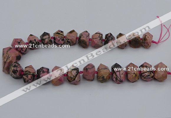 CNG5326 15.5 inches 12*16mm - 15*20mm faceted nuggets rhodonite beads