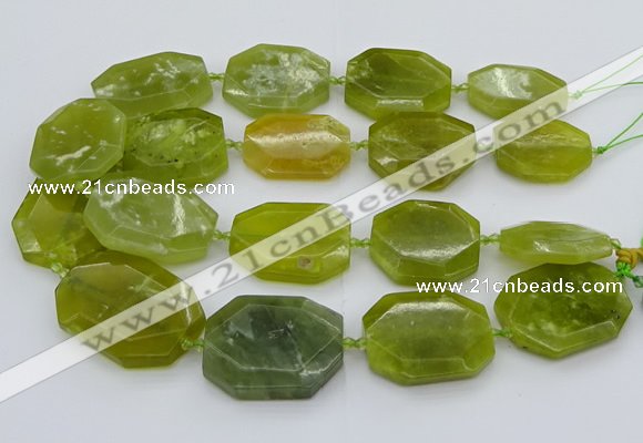 CNG5358 15.5 inches 20*30mm - 35*45mm faceted freeform lemon jade beads