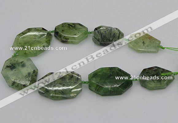 CNG5359 20*30mm - 35*45mm faceted freeform green rutilated quartz beads