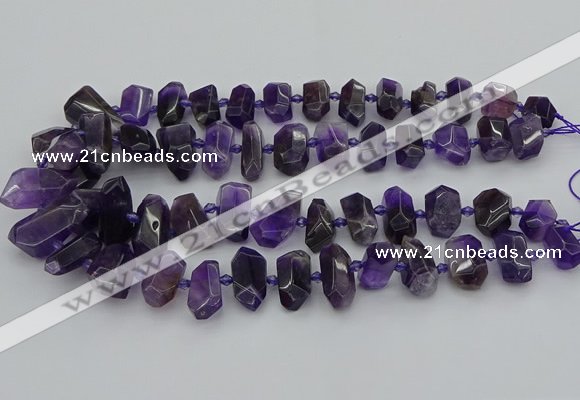 CNG5365 15.5 inches 12*16mm - 15*25mm faceted nuggets amethyst beads