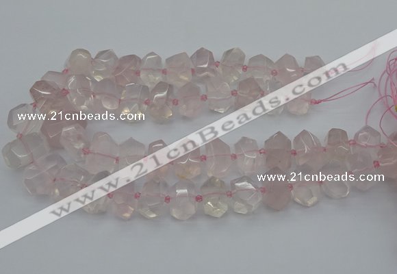 CNG5366 15.5 inches 12*16mm - 15*20mm faceted nuggets rose quartz beads