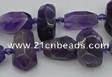 CNG5370 15.5 inches 10*15mm - 15*25mm faceted nuggets amethyst beads