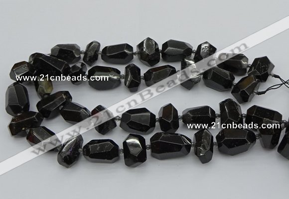 CNG5373 12*16mm - 18*25mm faceted nuggets black tourmaline beads