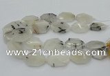 CNG5376 20*30mm - 35*45mm faceted freeform black rutilated quartz beads