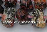 CNG5415 12*16mm - 15*20mm faceted nuggets red snowflake obsidian beads