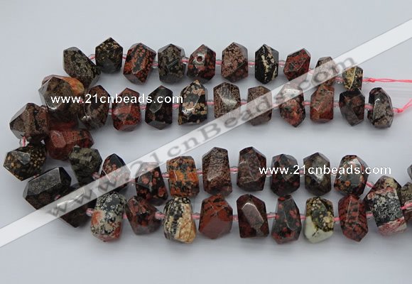 CNG5415 12*16mm - 15*20mm faceted nuggets red snowflake obsidian beads