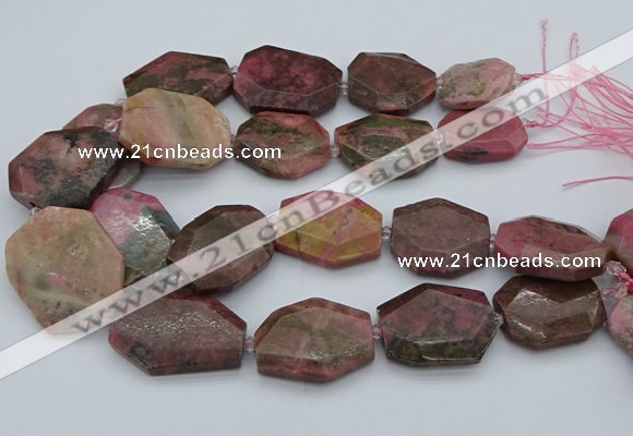 CNG5418 20*30mm - 35*45mm faceted freeform rhodochrosite beads