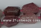 CNG5442 12*16mm - 15*25mm faceted nuggets strawberry quartz beads