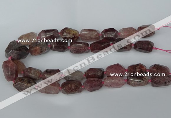 CNG5442 12*16mm - 15*25mm faceted nuggets strawberry quartz beads