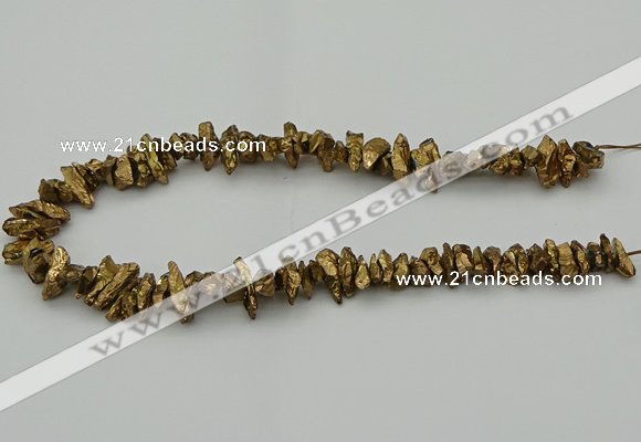 CNG5463 15.5 inches 6*10mm - 8*20mm nuggets plated quartz beads