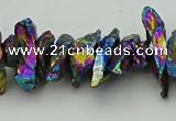 CNG5469 15.5 inches 6*10mm - 8*20mm nuggets plated quartz beads