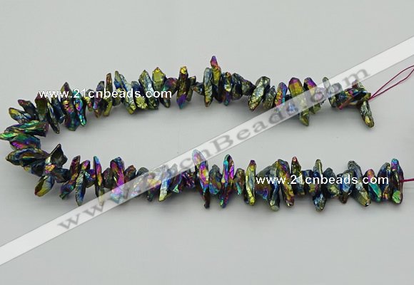 CNG5469 15.5 inches 6*10mm - 8*20mm nuggets plated quartz beads