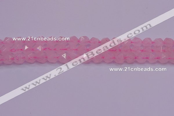 CNG5483 15.5 inches 10mm faceted nuggets rose quartz beads