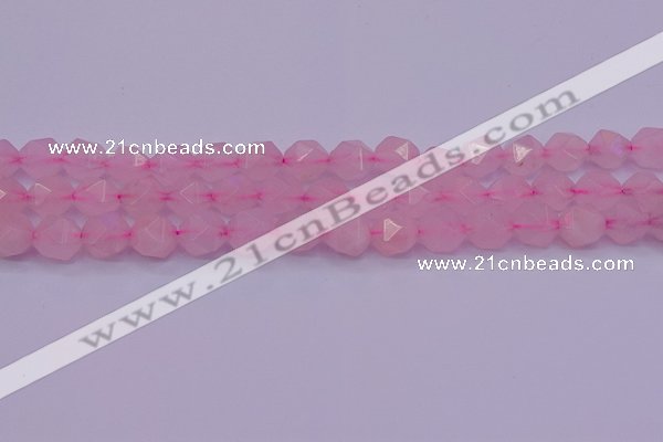 CNG5484 15.5 inches 12mm faceted nuggets rose quartz beads