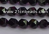 CNG5502 15.5 inches 8mm faceted nuggets black agate beads