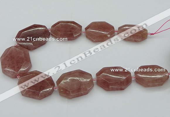 CNG5515 20*30mm - 35*45mm faceted freeform strawberry quartz beads