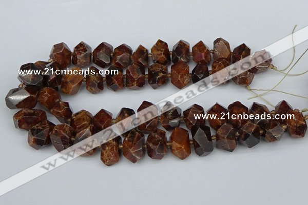 CNG5517 12*16mm - 15*20mm faceted nuggets orange garnet beads