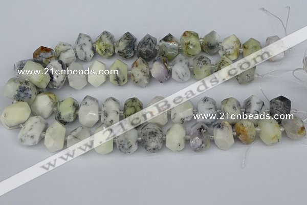 CNG5520 12*16mm - 15*20mm faceted nuggets white opal gemstone beads