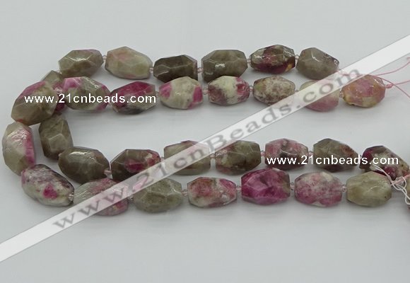 CNG5523 12*16mm - 15*25mm faceted nuggets pink tourmaline beads