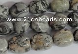 CNG557 15.5 inches 10*14mm nuggets grey picture jasper beads