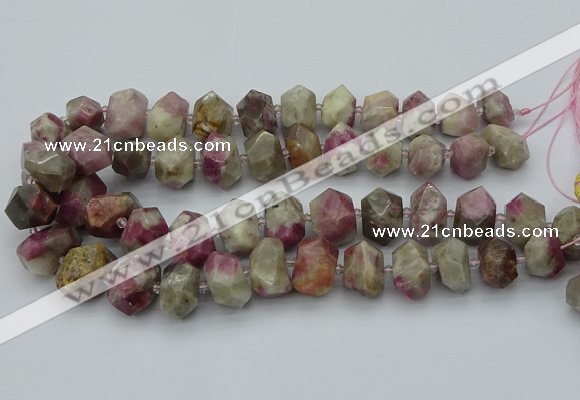 CNG5583 12*16mm - 15*20mm faceted nuggets pink tourmaline beads