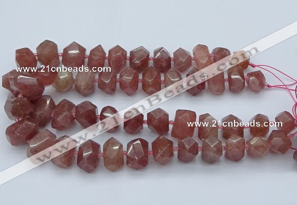 CNG5584 12*16mm - 15*20mm faceted nuggets strawberry quartz beads