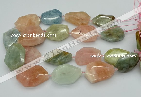 CNG5592 15.5 inches 25*35mm - 30*40mm faceted freeform morganite beads