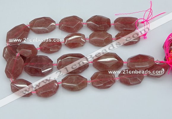 CNG5594 20*25mm - 25*35mm faceted freeform strawberry quartz beads