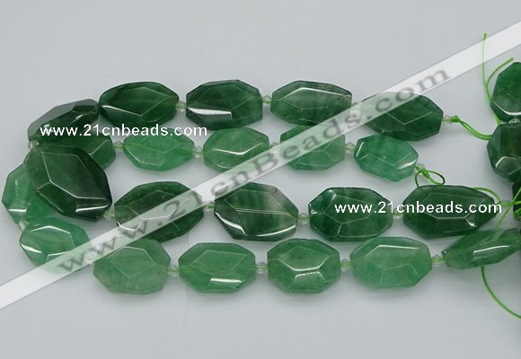 CNG5595 20*25mm - 25*35mm faceted freeform green strawberry quartz beads