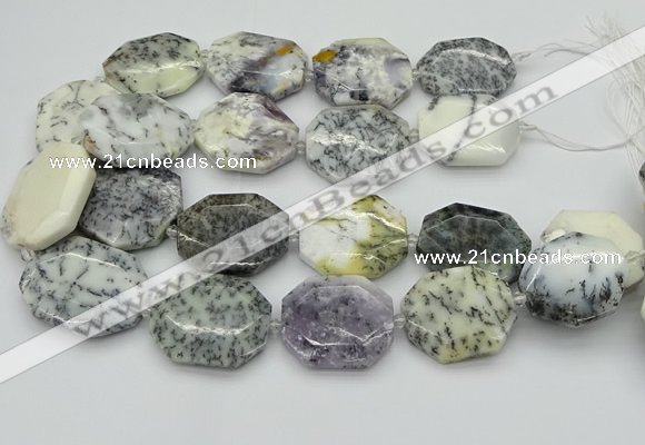 CNG5598 20*30mm - 35*45mm faceted freeform white opal gemstone beads