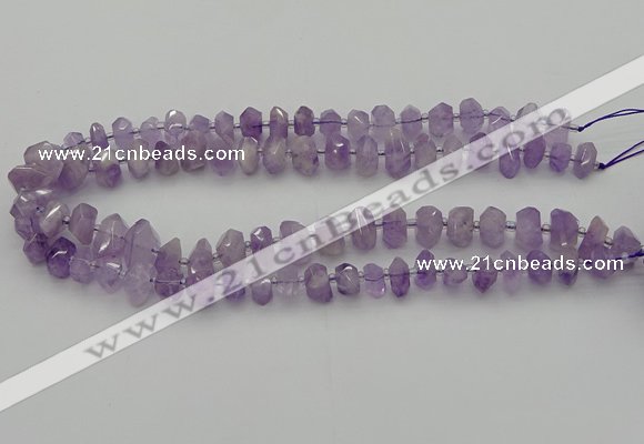 CNG5601 6*16mm - 8*18mm faceted nuggets lavender amethyst beads