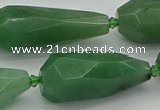 CNG5615 15*35mm - 18*45mm faceted teardrop green aventurine beads