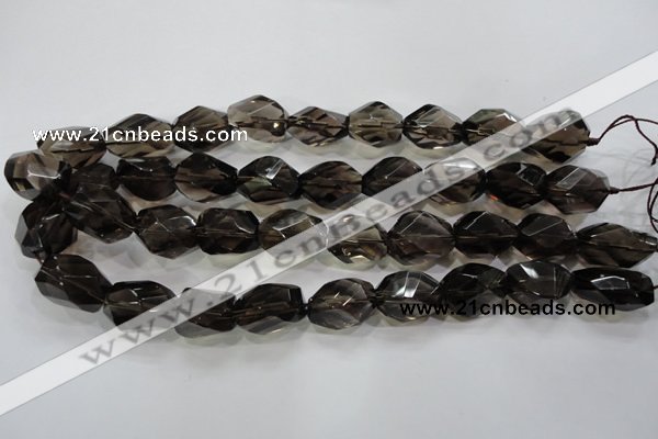 CNG562 15.5 inches 15*20mm faceted nuggets smoky quartz beads