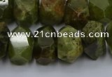 CNG5625 15.5 inches 10*14mm - 13*18mm faceted nuggets green garnet beads