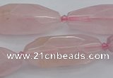 CNG5631 15.5 inches 15*35mm - 18*40mm faceted rice rose quartz beads