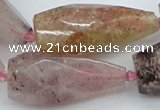 CNG5632 15*35mm - 18*45mm faceted teardrop strawberry quartz beads