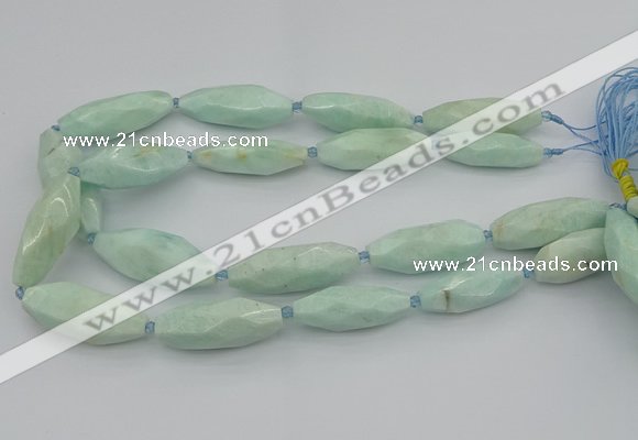 CNG5637 15.5 inches 15*35mm - 18*40mm faceted rice amazonite beads