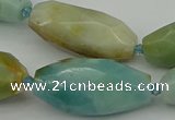 CNG5641 15.5 inches 15*35mm - 18*40mm faceted rice amazonite beads