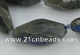 CNG5645 15.5 inches 15*35mm - 18*40mm faceted rice labradorite beads